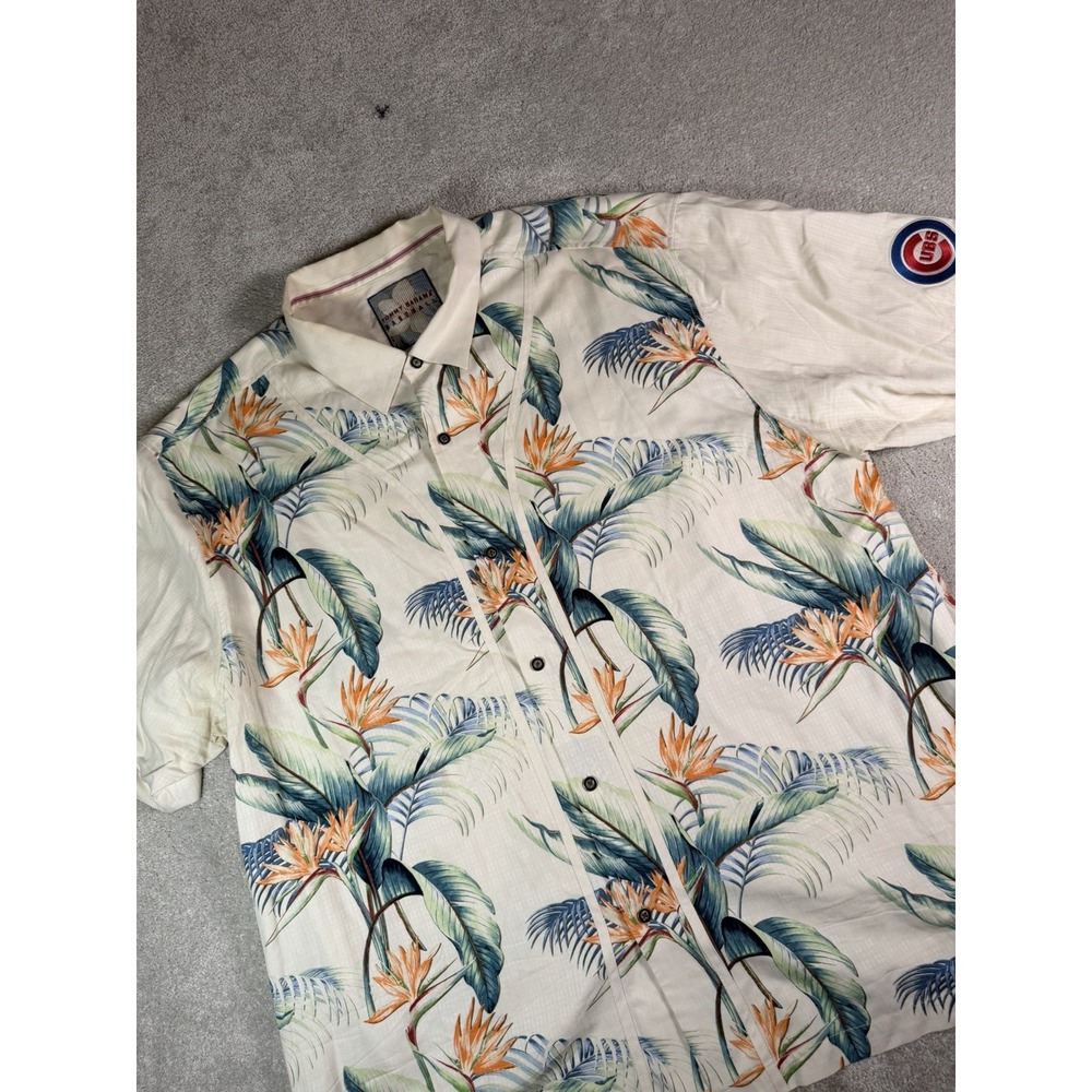 Tommy Bahama Baseball 100% Silk Chicago Cubs Men's 3XL Embroidered Button Shirt